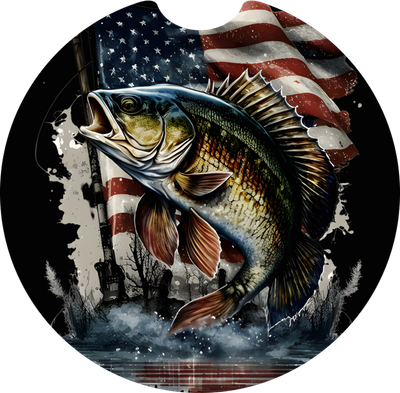 American flag fish Sandstone Car Coaster