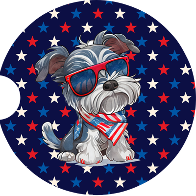 Patriotic Miniature Schnauzer Dog Sandstone Car Coaster