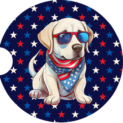 Patriotic Labrador Dog Sandstone Car Coaster