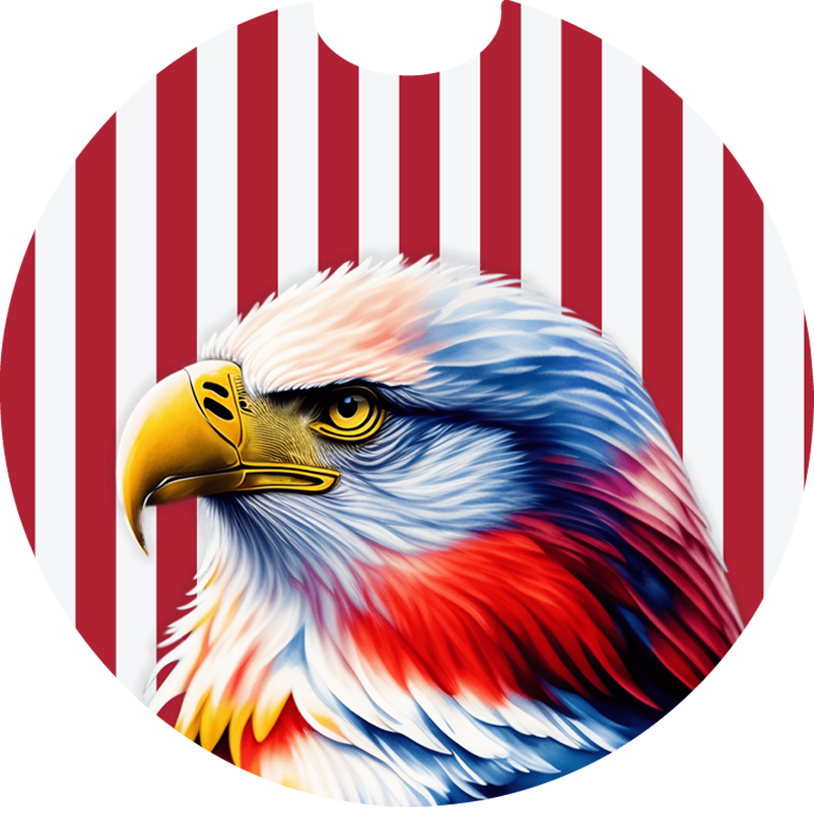 American Flag Patriotic Bald Eagle Sandstone Car Coaster