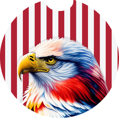 American Flag Patriotic Bald Eagle Sandstone Car Coaster