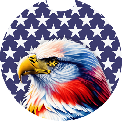 American Flag Patriotic Bald Eagle Sandstone Car Coaster