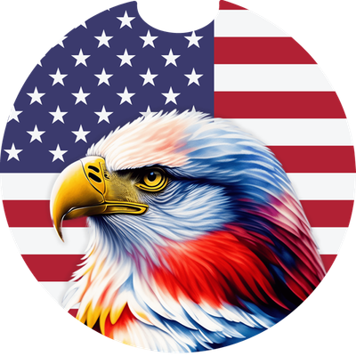 American Flag Patriotic Bald Eagle Sandstone Car Coaster