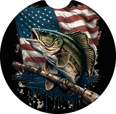 American flag fish Sandstone Car Coaster