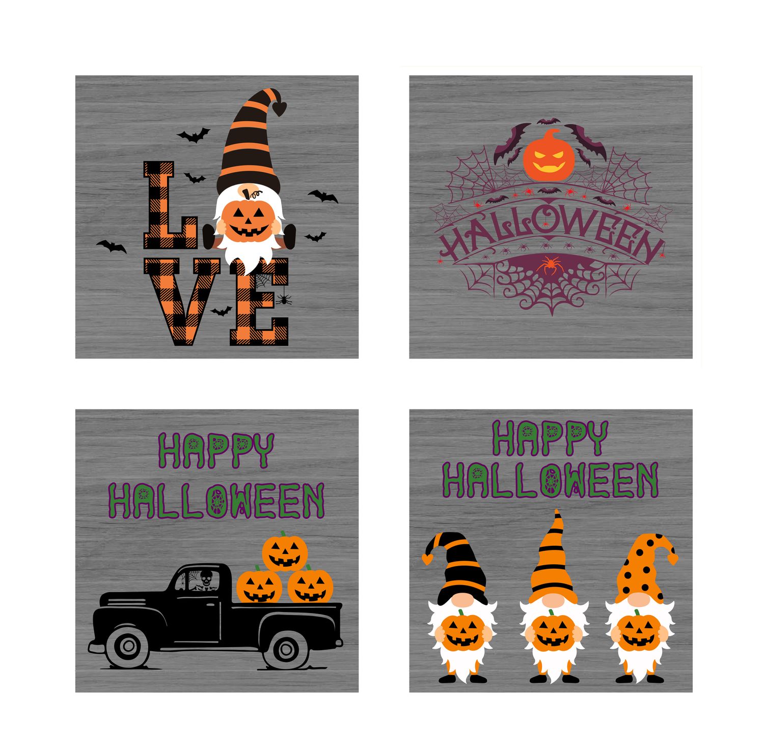 SET OF 4 - gloss finish ceramic tile coasters for Halloween decor