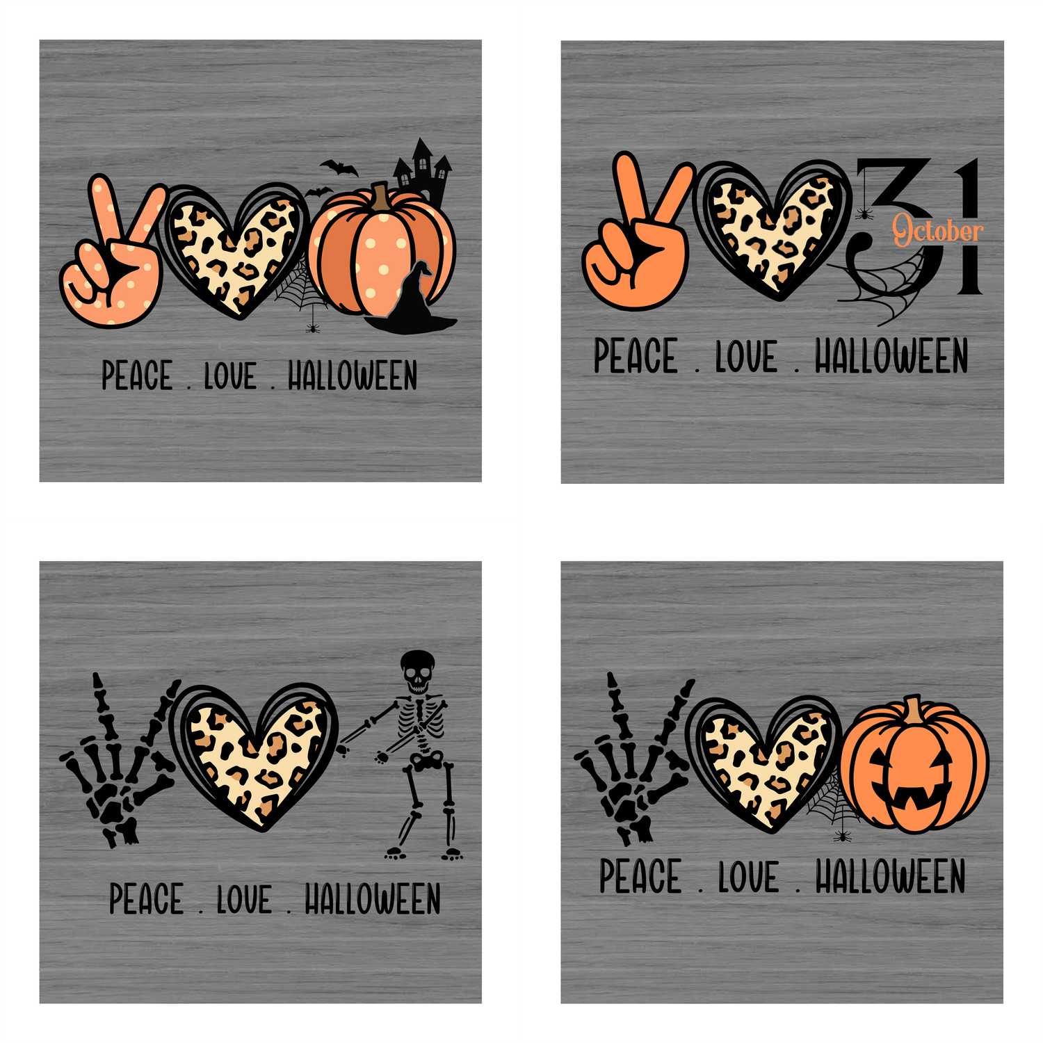 SET OF 4 - gloss finish ceramic tile coasters for Halloween decor