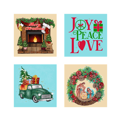 SET OF 4 - gloss finish ceramic tile coasters for Christmas decor