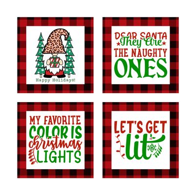 SET OF 4 - gloss finish ceramic tile coasters for Christmas decor