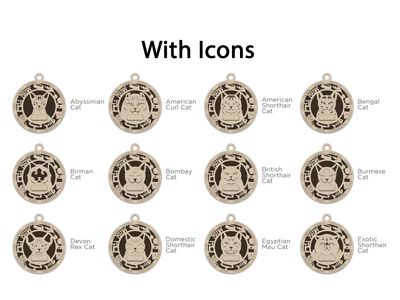 Custom Personalized laser cut and engraved wood Cat Christmas ornaments