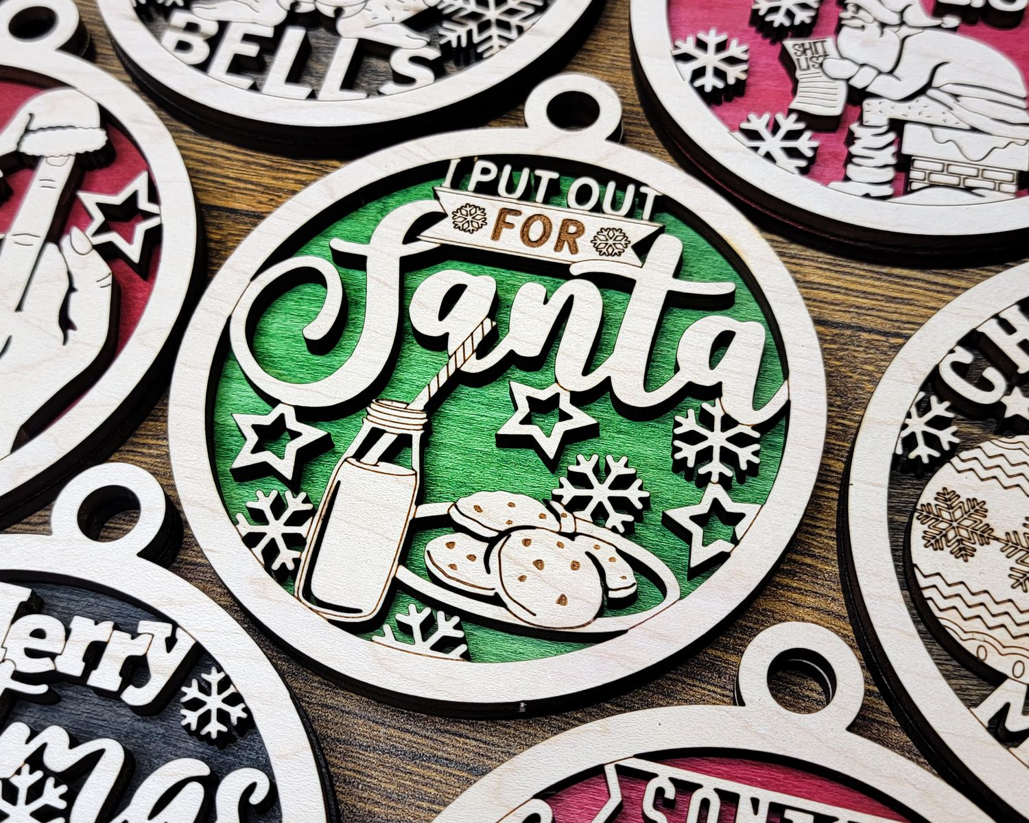 Naughty but Nice - Laser cut and engraved funny adult humor wood Christmas ornaments