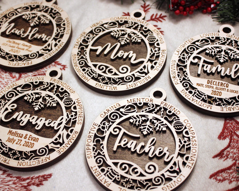 Custom Personalized wood Christmas ornaments