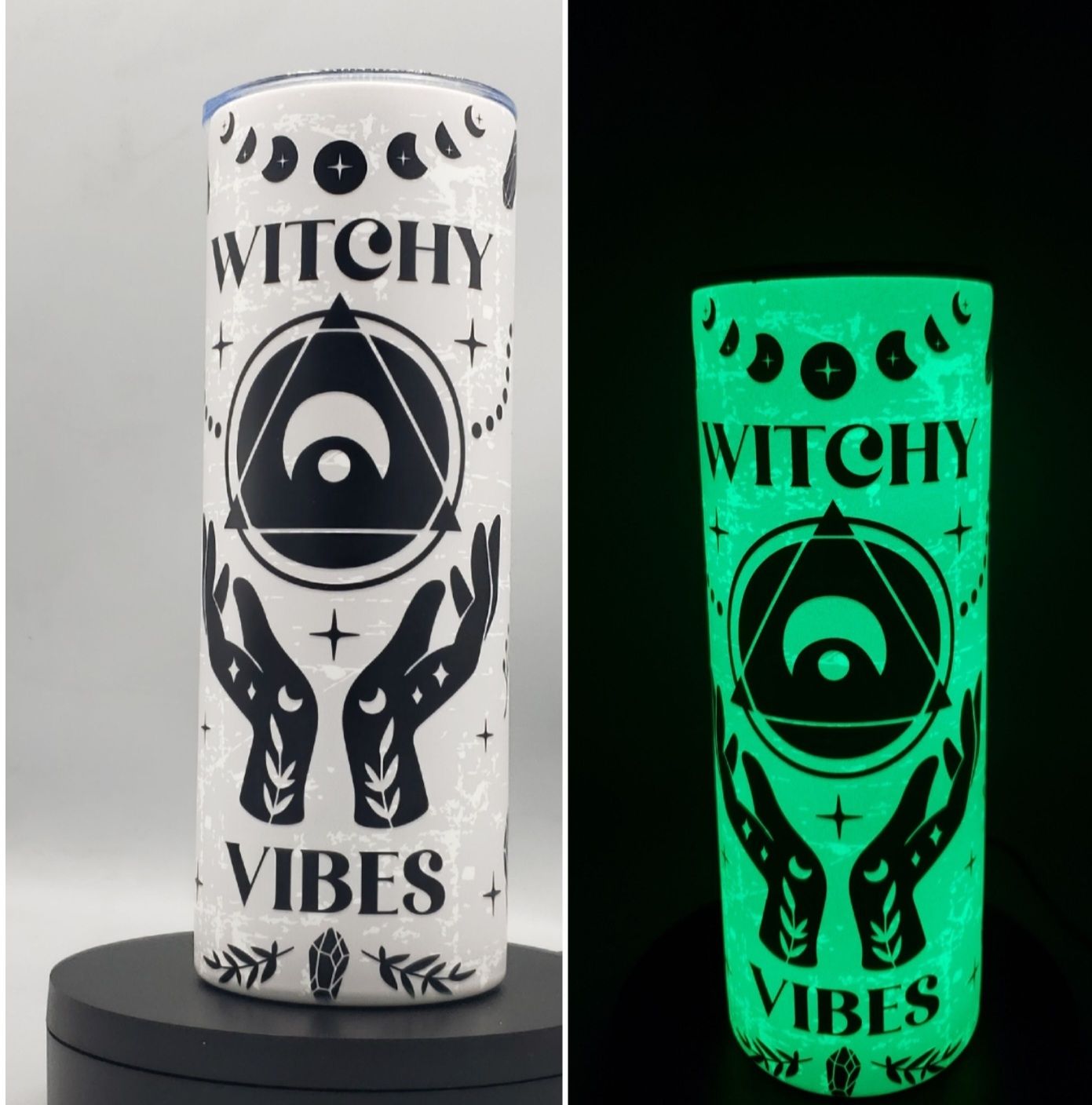 Witchy Vibes glow in the dark 20 ounce Halloween Skinny Tumbler