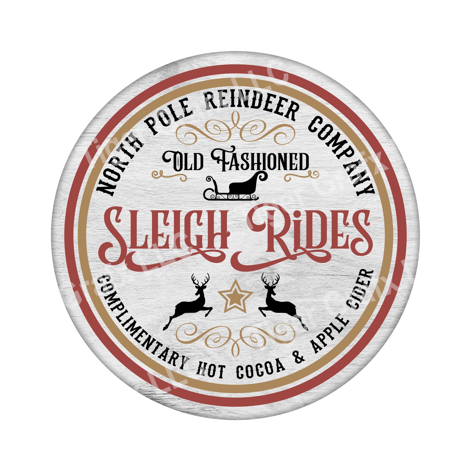Sleigh Rides - Christmas Wood door hanger / wreath decor sign