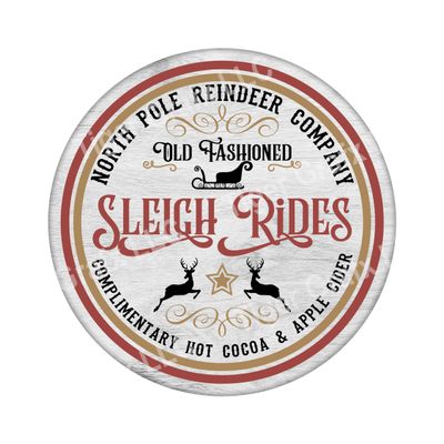 Sleigh Rides - Christmas Wood door hanger / wreath decor sign