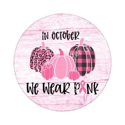 Pink Pumpkins Breast Cancer Awareness - Wood door hanger / wreath decor sign