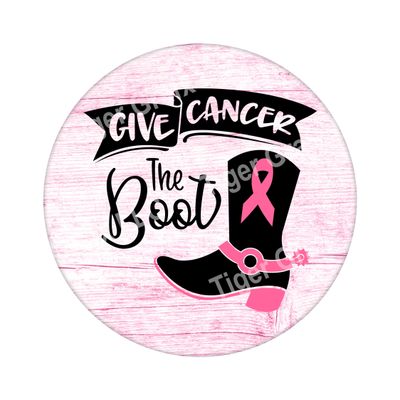 Give Breast Cancer the Boot - Wood door hanger / wreath decor sign
