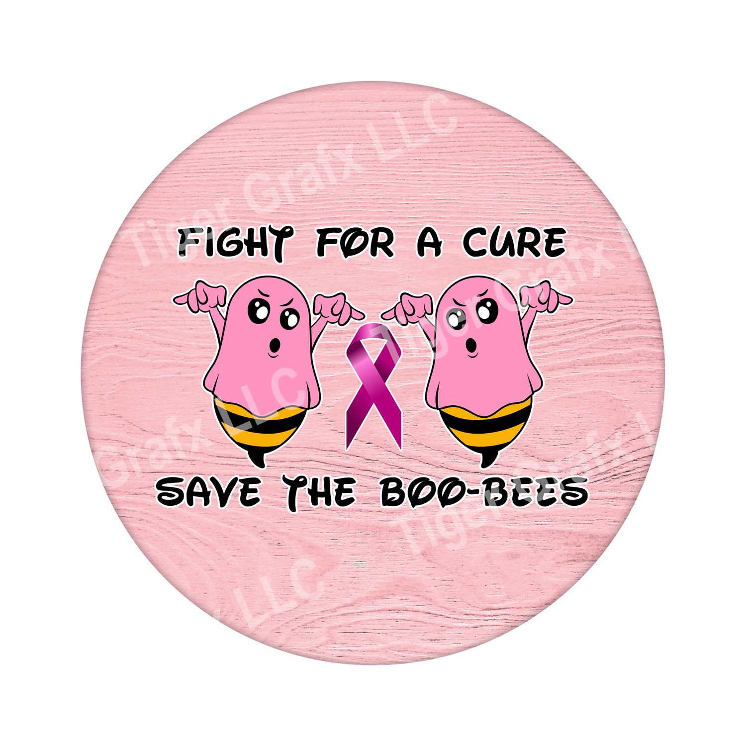 Boo - Bees Breast Cancer Awareness - Wood door hanger / wreath decor sign
