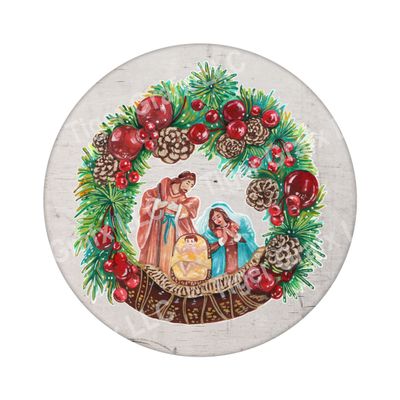 Nativity scene - Christmas Wood door hanger / wreath decor sign