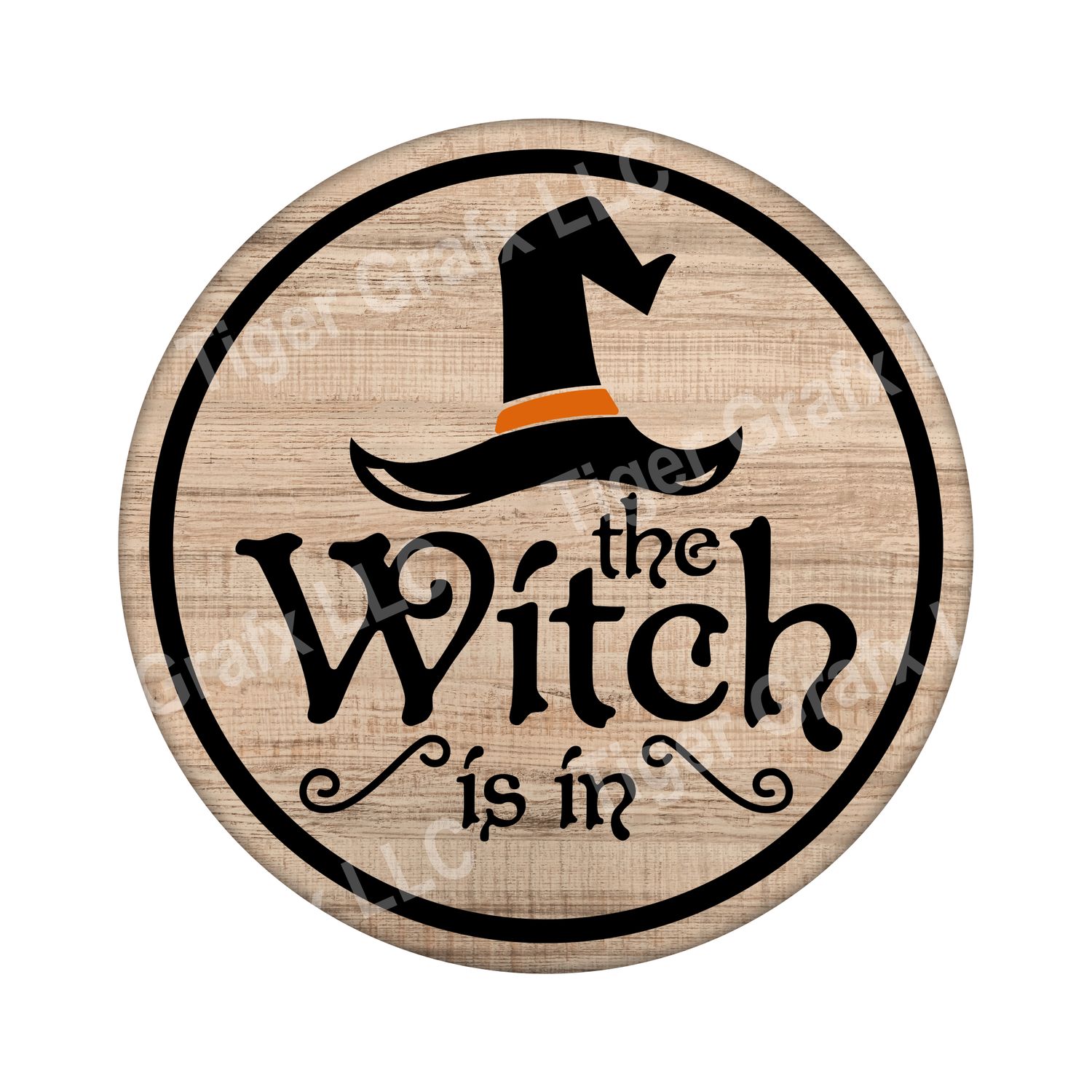 The Witch is in - Halloween Wood door hanger / wreath decor sign