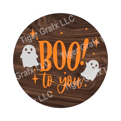 Boo - Halloween Wood door hanger / wreath decor sign
