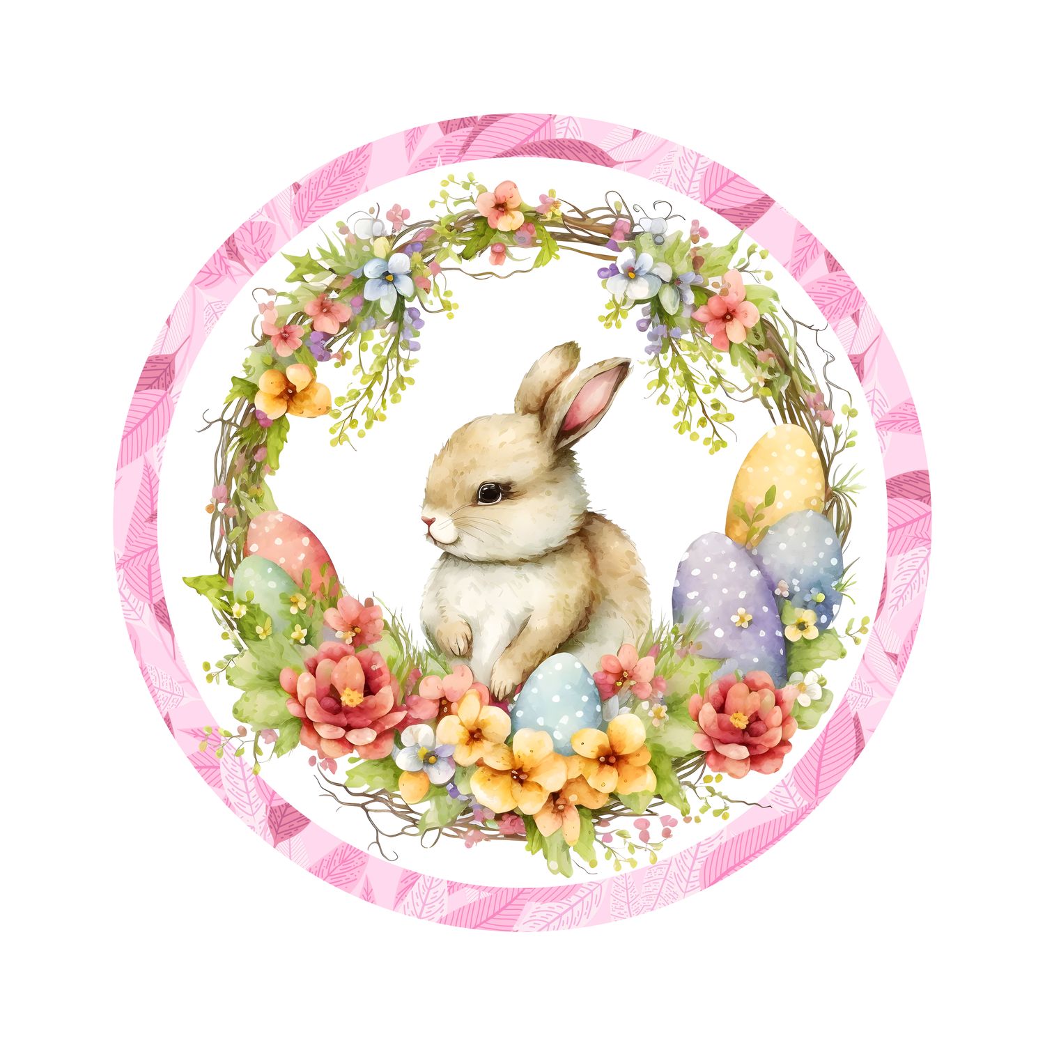Easter Bunny - Wood door hanger / wreath decor sign