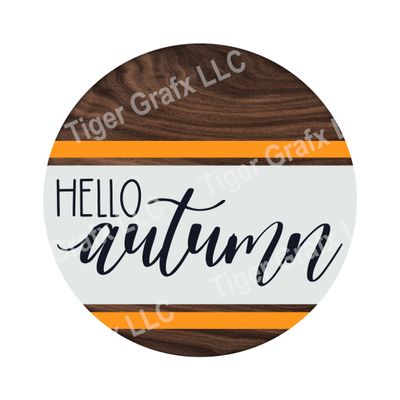 Hello Autumn - leopard print Wood door hanger / wreath decor sign