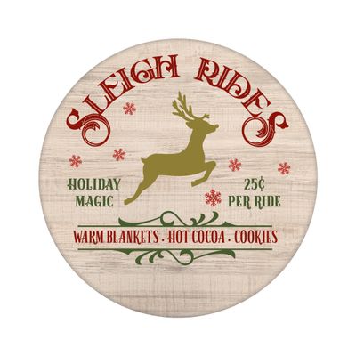 Sleigh Rides - Christmas Wood door hanger / wreath decor sign