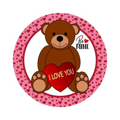 Cute Valentine Teddy Bear - Wood door hanger / wreath decor sign