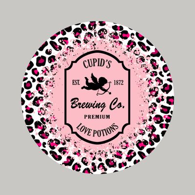 Cupid&#39;s Brewing - Valentine&#39;s Day Wood door hanger / wreath decor sign