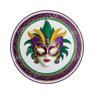 Mardi Gras Feather Mask - Wood door hanger / wreath decor sign