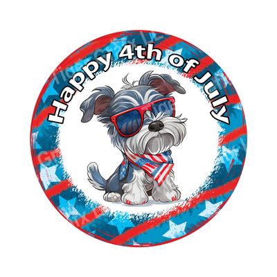 Patriotic Miniature Schnauzer Dog - Wood door hanger / wreath decor sign