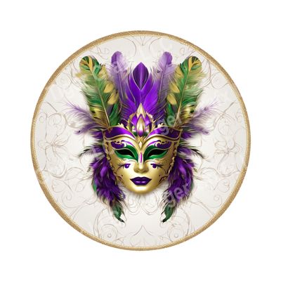 Mardi Gras Feather Mask - Wood door hanger / wreath decor sign