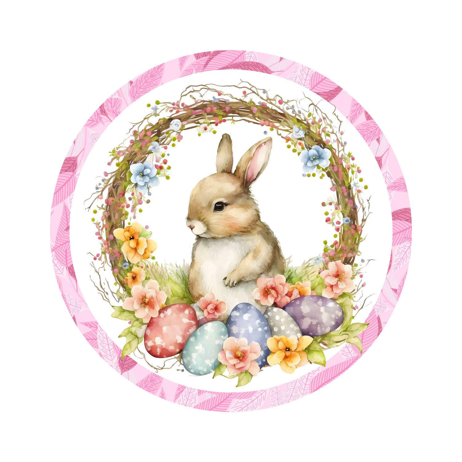 Floral Easter Bunny - Wood door hanger / wreath decor sign