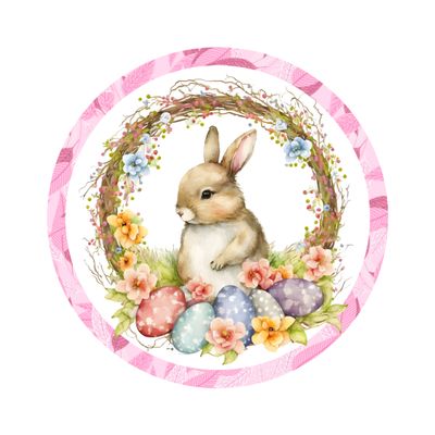 Floral Easter Bunny - Wood door hanger / wreath decor sign
