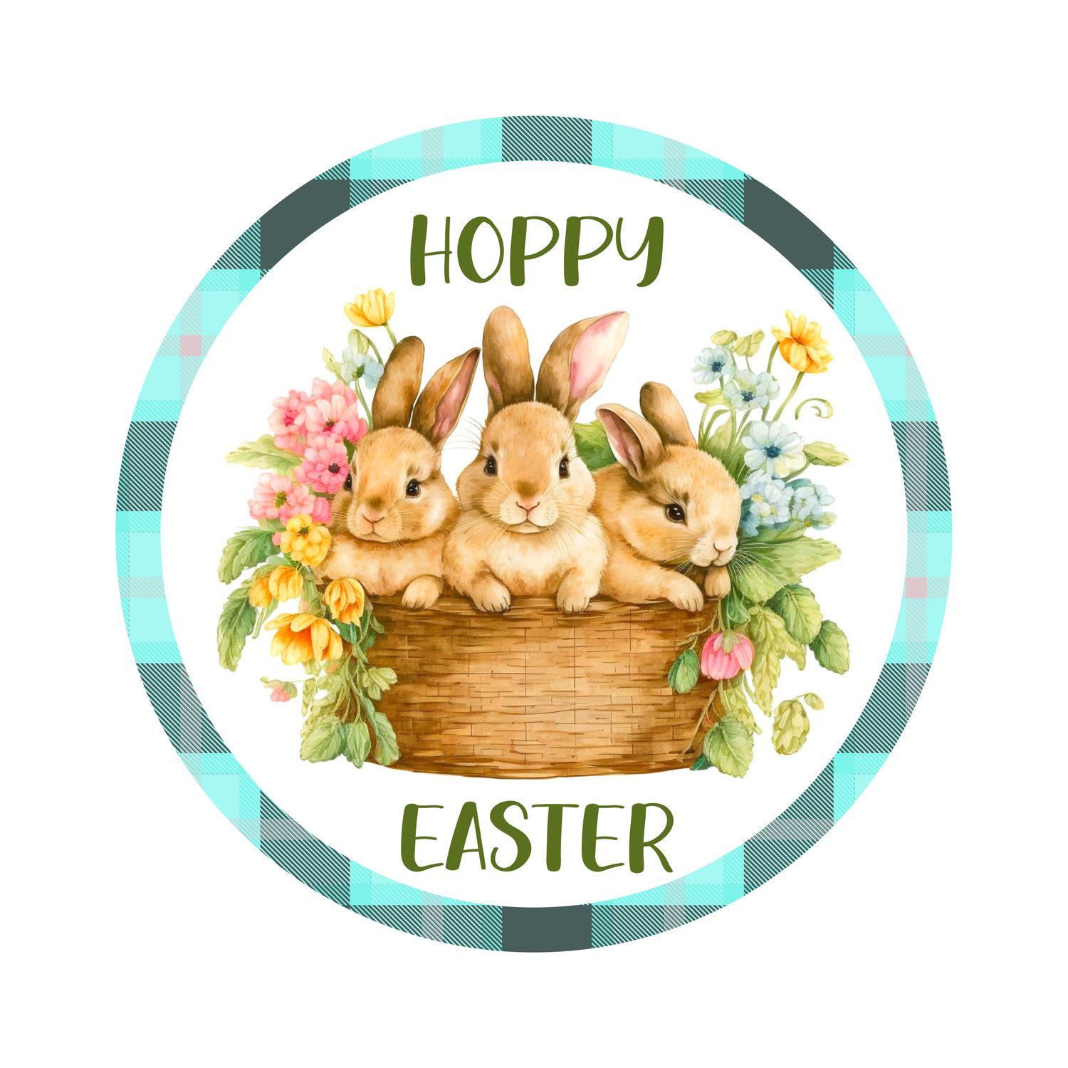 Hoppy Easter Bunny - Wood door hanger / wreath decor sign