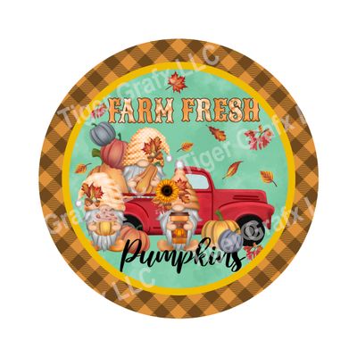 Farm fresh pumpkins truck - Wood door hanger / wreath decor sign