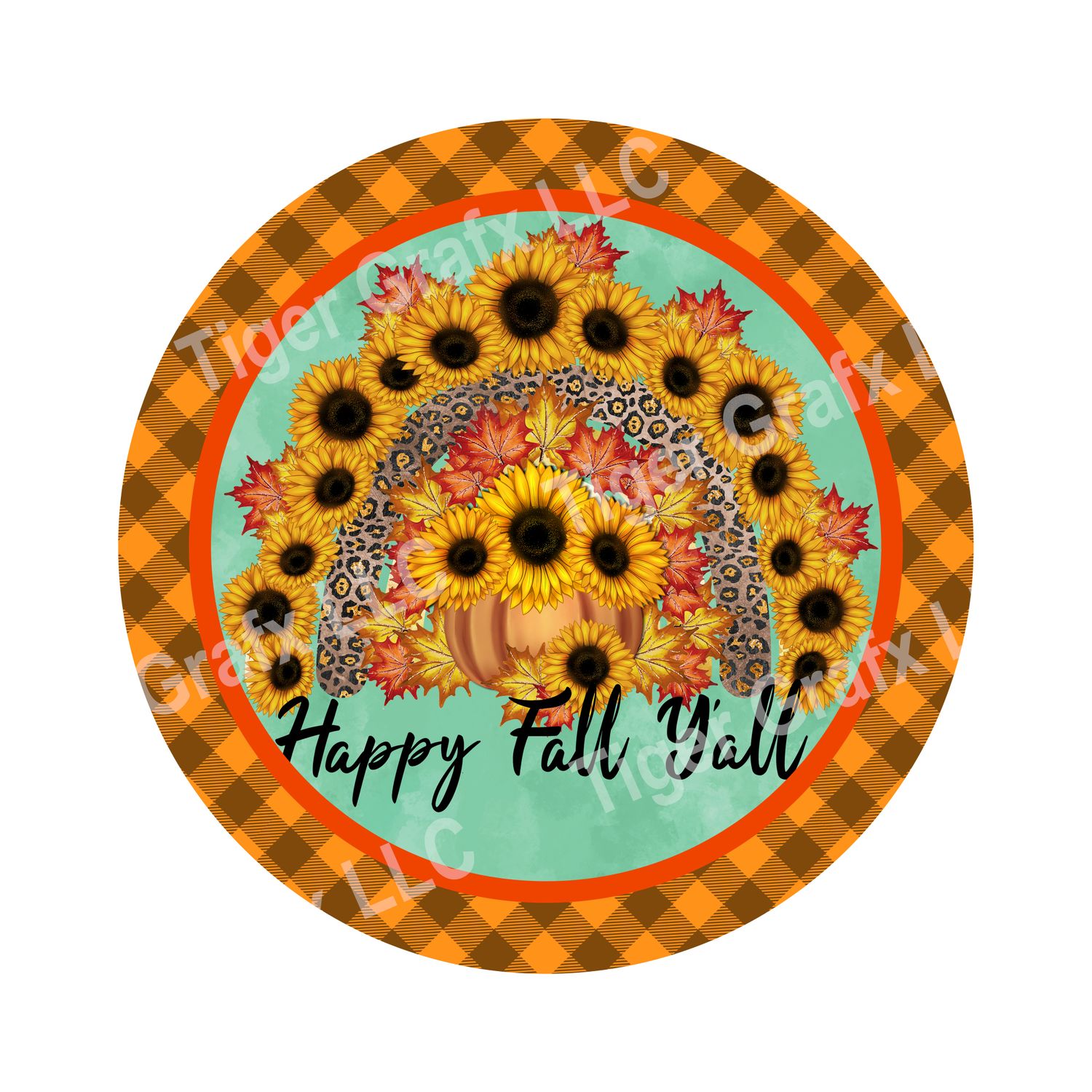 Happy Fall Y&#39;all Sunflowers - Wood door hanger / wreath decor sign