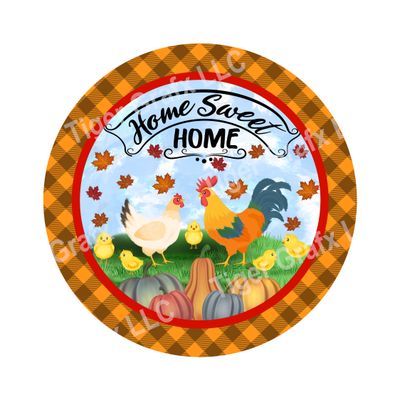Home sweet home chickens - Wood door hanger / wreath decor sign