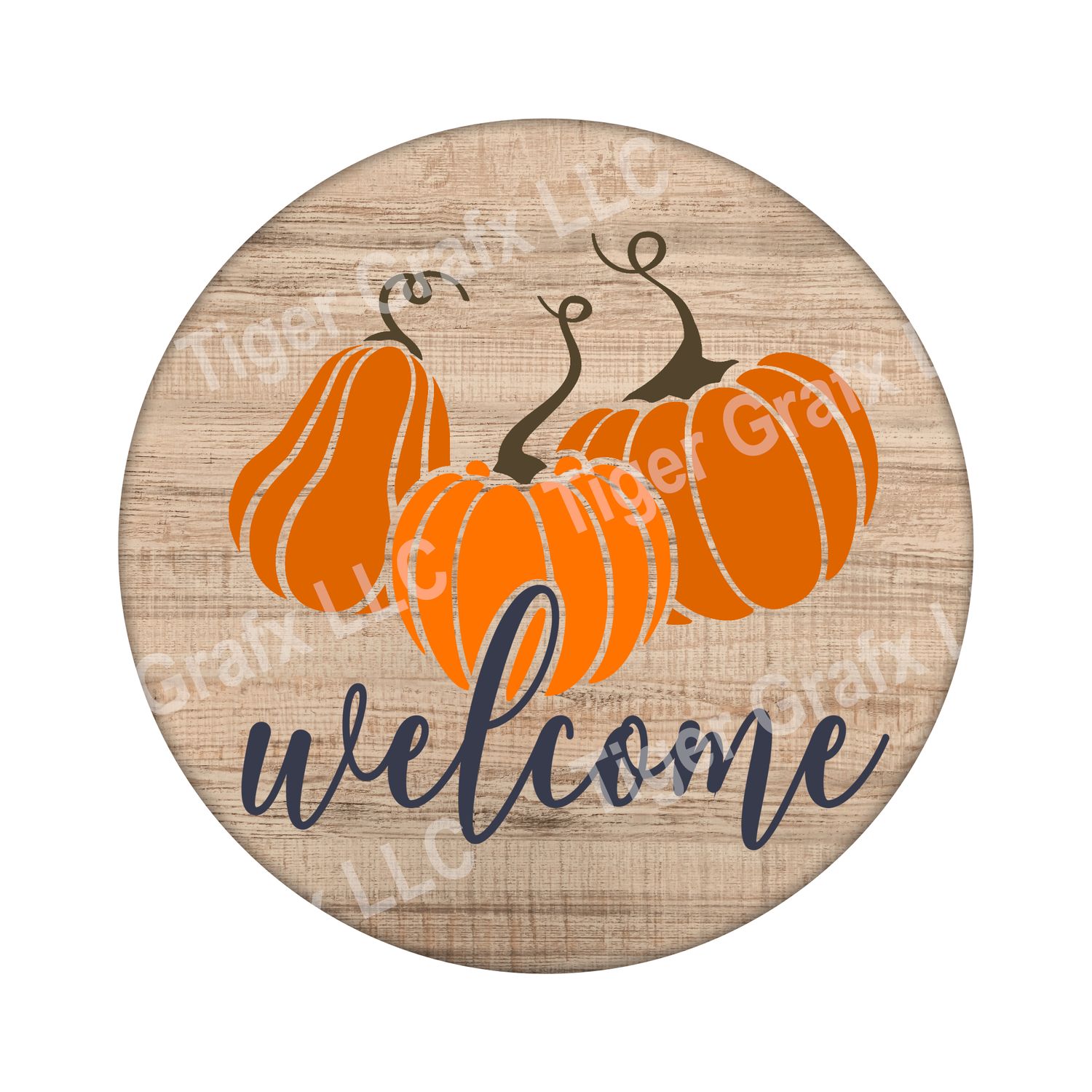 Welcome pumpkins - Wood door hanger / wreath decor sign