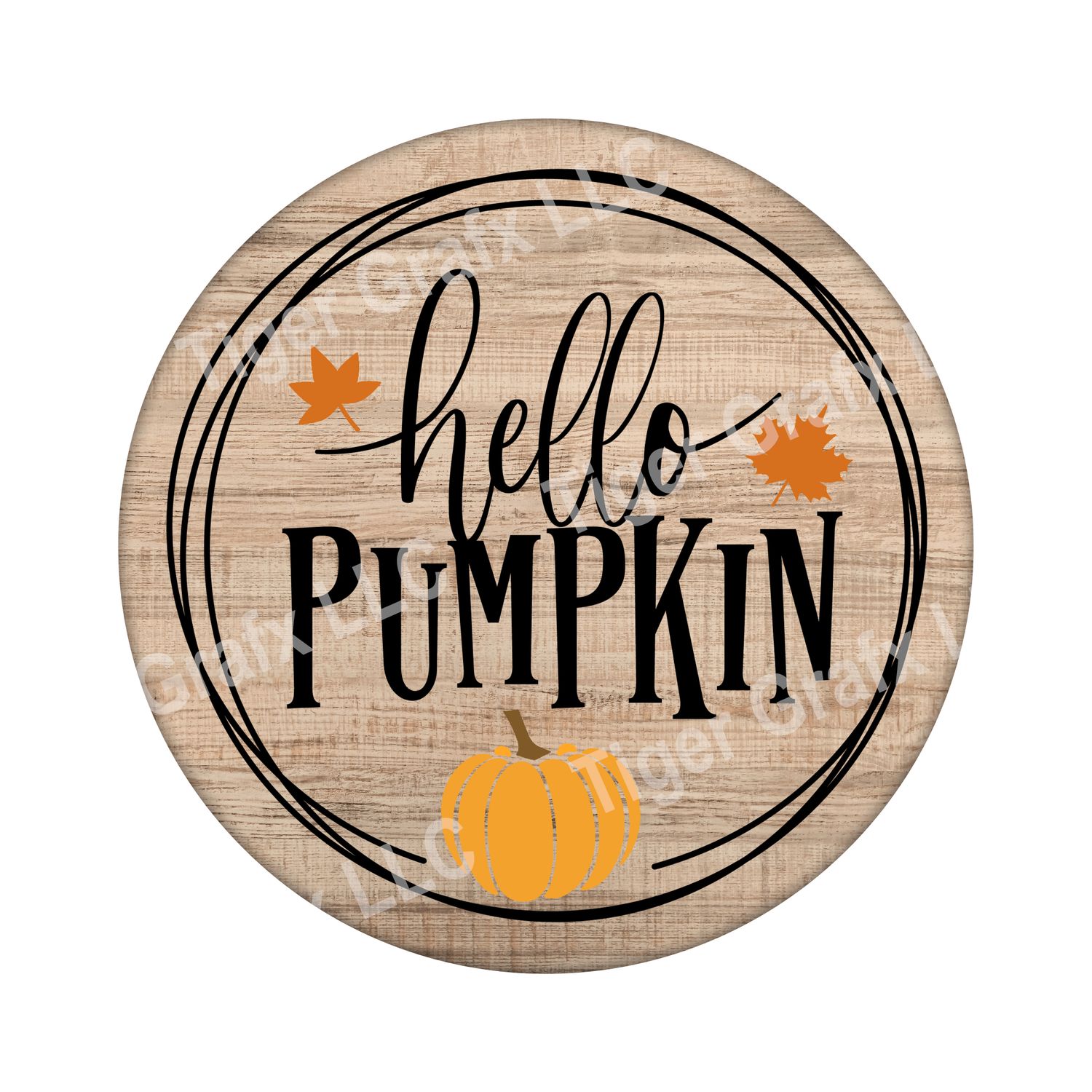 Hello Pumpkin - Wood door hanger / wreath decor sign