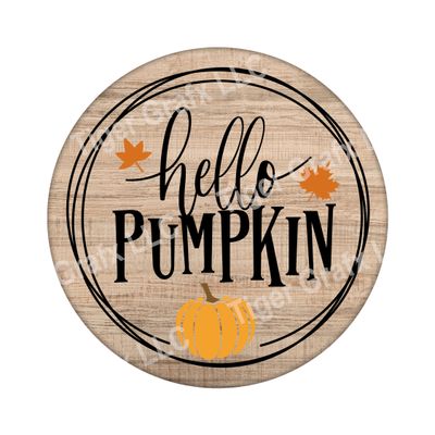 Hello Pumpkin - Wood door hanger / wreath decor sign