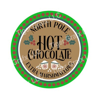 North Pole Hot Chocolate - Wood door hanger / wreath decor sign