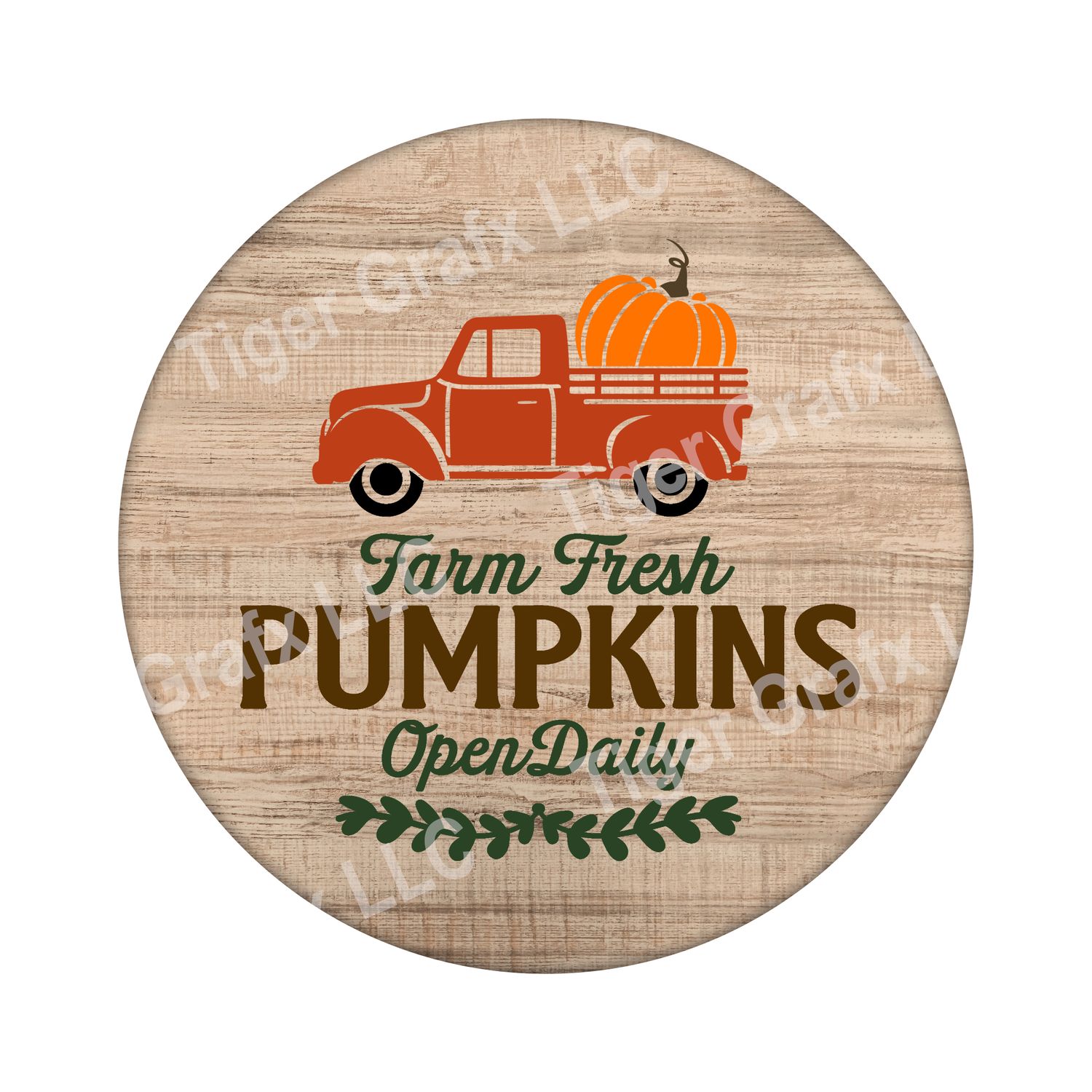 Farm Fresh Pumpkins Truck - Wood door hanger / wreath decor sign