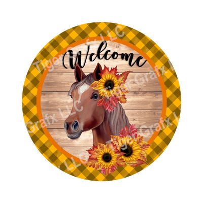 Sunflower Horse - Wood door hanger / wreath decor sign