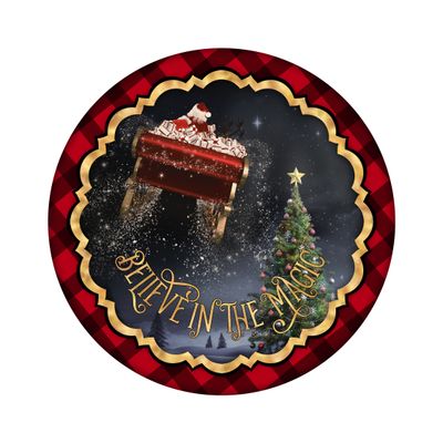 Believe in the magic - Christmas Wood door hanger / wreath decor sign