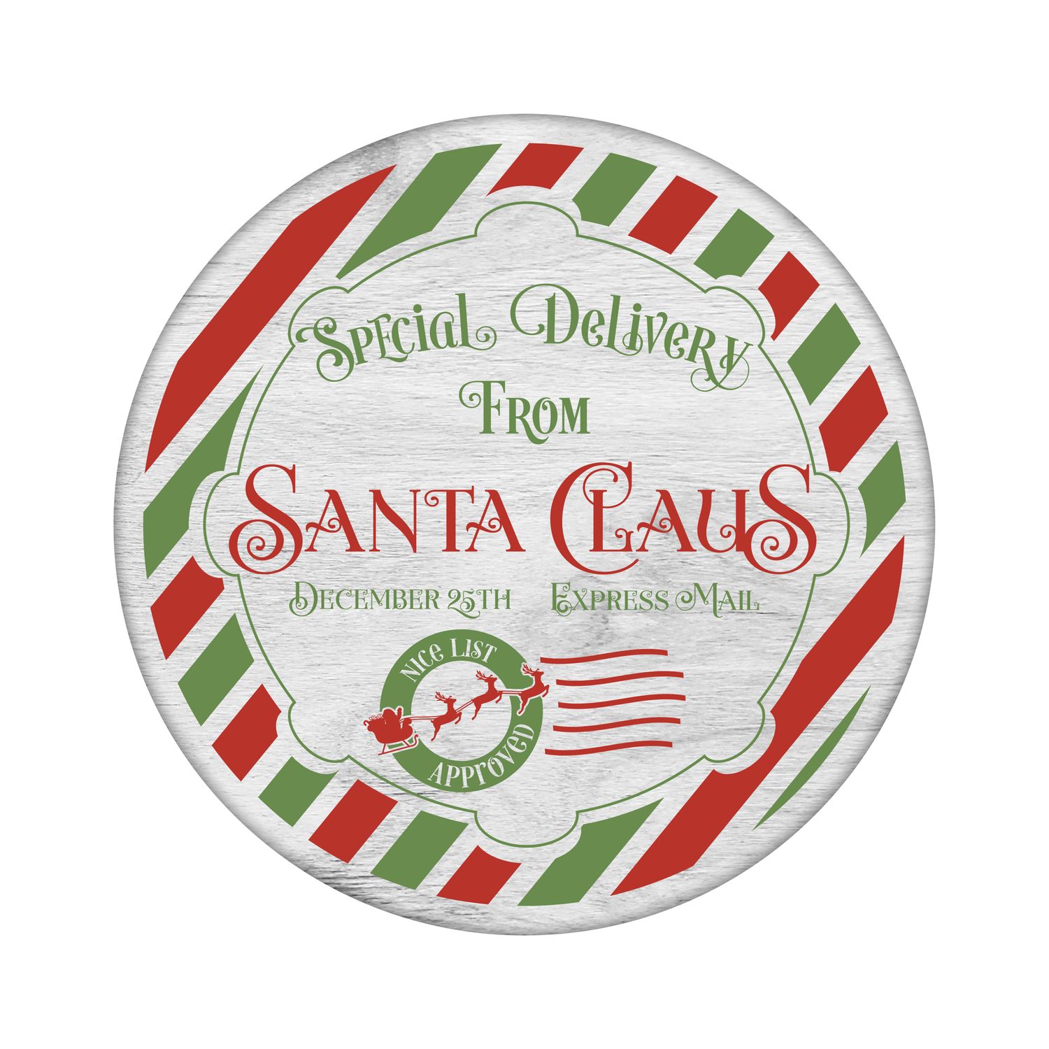 Santa Claus Delivery - Christmas Wood door hanger / wreath decor sign