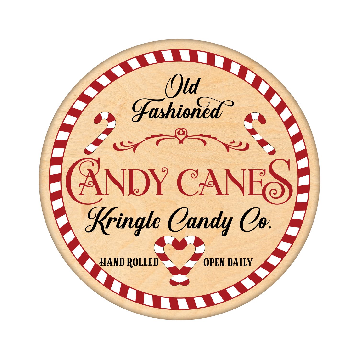 Kris Kringle Old Fashioned Candy Canes - Christmas Wood door hanger / wreath decor sign