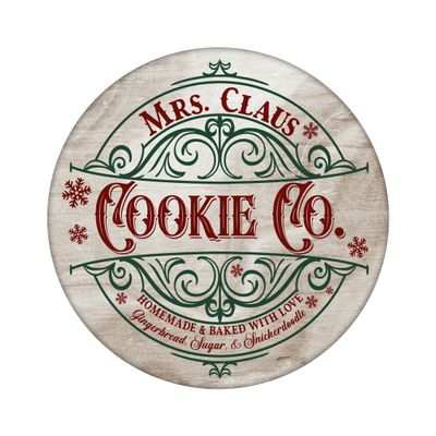 Mrs Claus Cookies - Christmas Wood door hanger / wreath decor sign