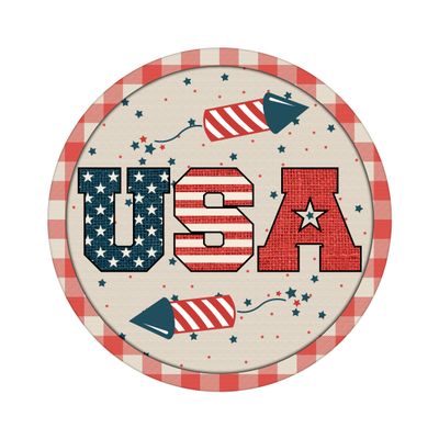 Patriotic USA fireworks - Wood door hanger / wreath decor sign