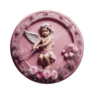 Cupid - Valentine&#39;s Day pink floral Wood door hanger / wreath decor sign